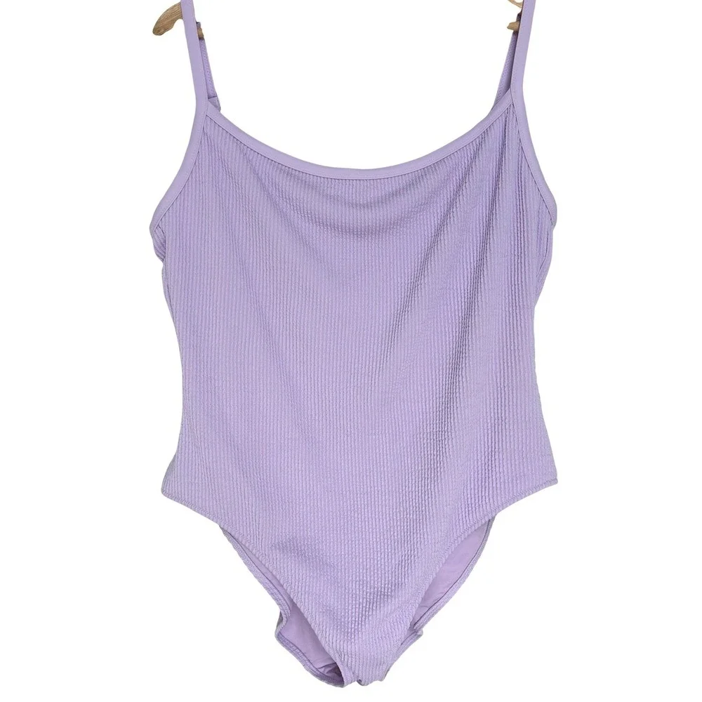 NWOT Aerie Crinkle Scoop Full Coverage One Piece‎ Swimsuit Lilac Purple XXL